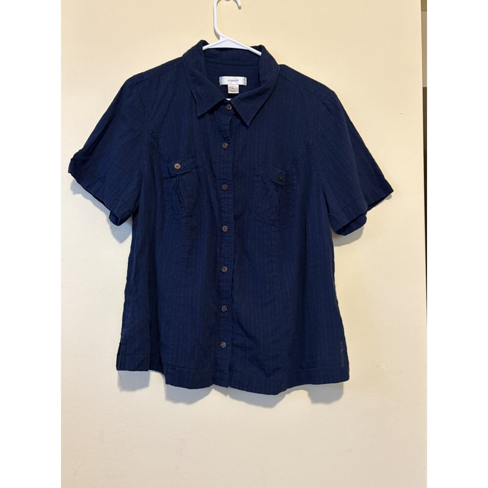 CHRISTOPHER & BANKS NAVY COTTON BUTTON DOWN (1X)